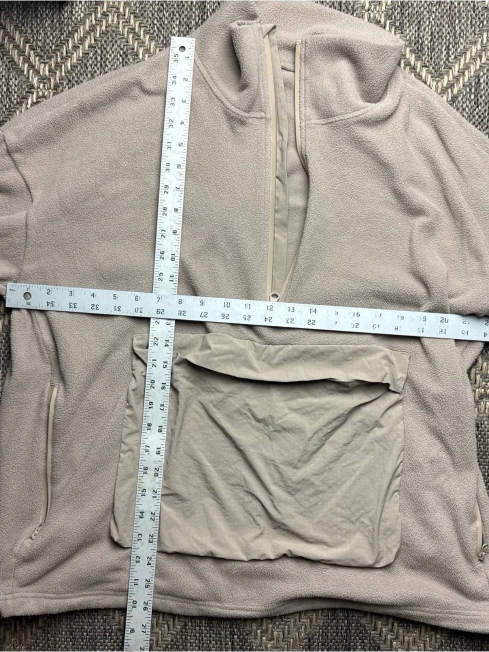 Alo Yoga Mammoth Polar Fleece Pullover XL Beige 1/2 Zip Athleisure Comfy - Picture 3 of 5